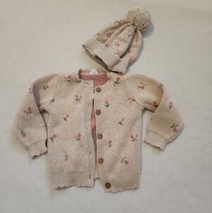 Jamie kay 3 years 3t cardigan sweater and 2 y+ hat deliah jacquard oatmeal marle